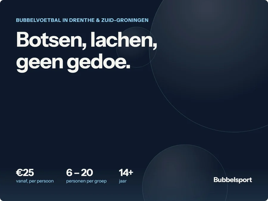 Botsen, lachen, geen gedoe: bubbelvoetbal in Drenthe en Zuid-Groningen, vanaf €25 p.p., 6 t/m 20 personen, vanaf 14 jaar